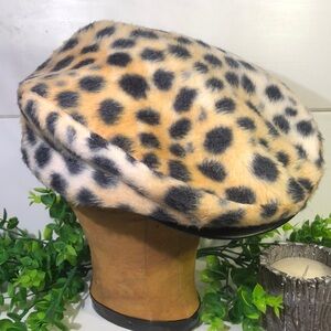 Animal Print faux fur newsboy hat